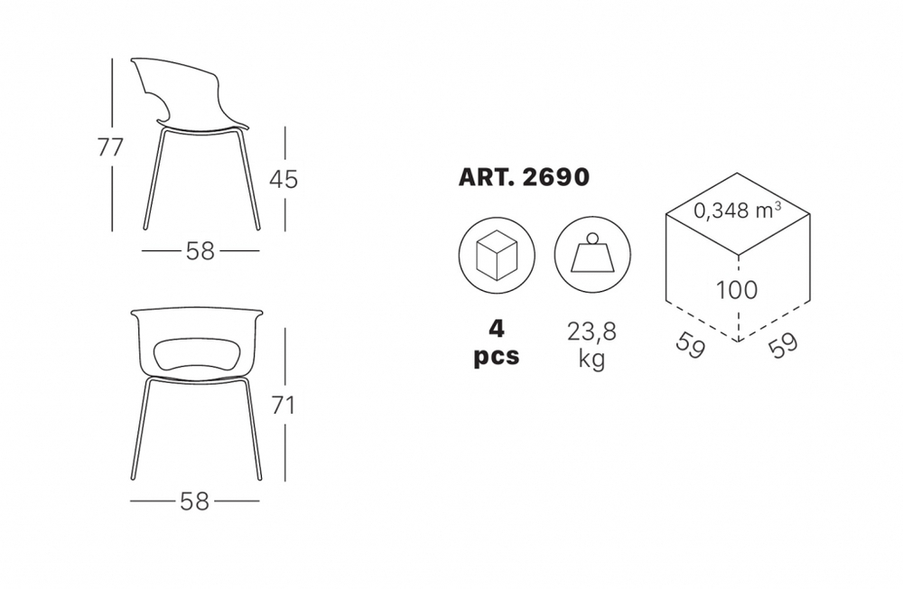 Кресло прозрачное Scab Design Miss B Antishock coated frame, прозрачный