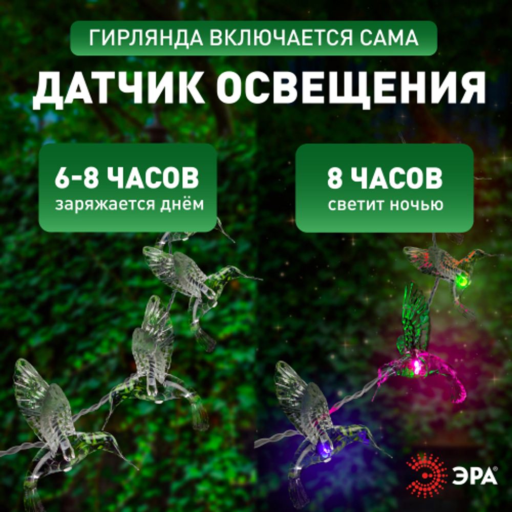 Садовая гирлянда ЭРА ERASF22-26 на солнечной батарее Колибри 3,8 м