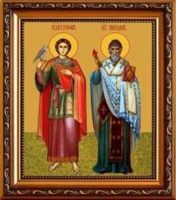 Спиридон Тримифунтский и Трифон Апамейский. Икона на холсте.