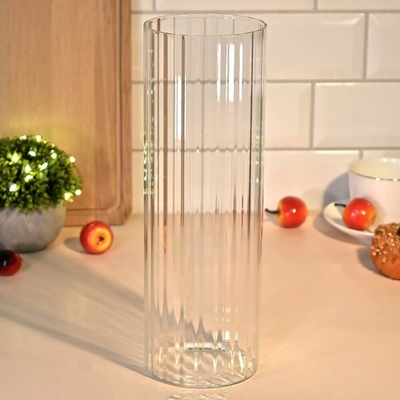 Ваза для цветов "Romantica" 10*10*30см, прозрачное рельефное стекло