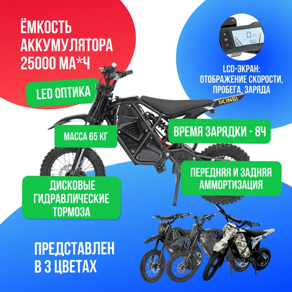 Электропитбайк IKINGI S9 MINI (48V/25Ah) фото №4