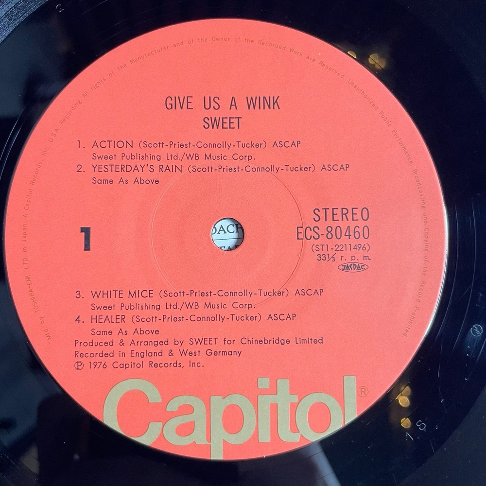 Винтажная виниловая пластинка LP Sweet Give Us A Wink (Japan 1976) (No Obi)