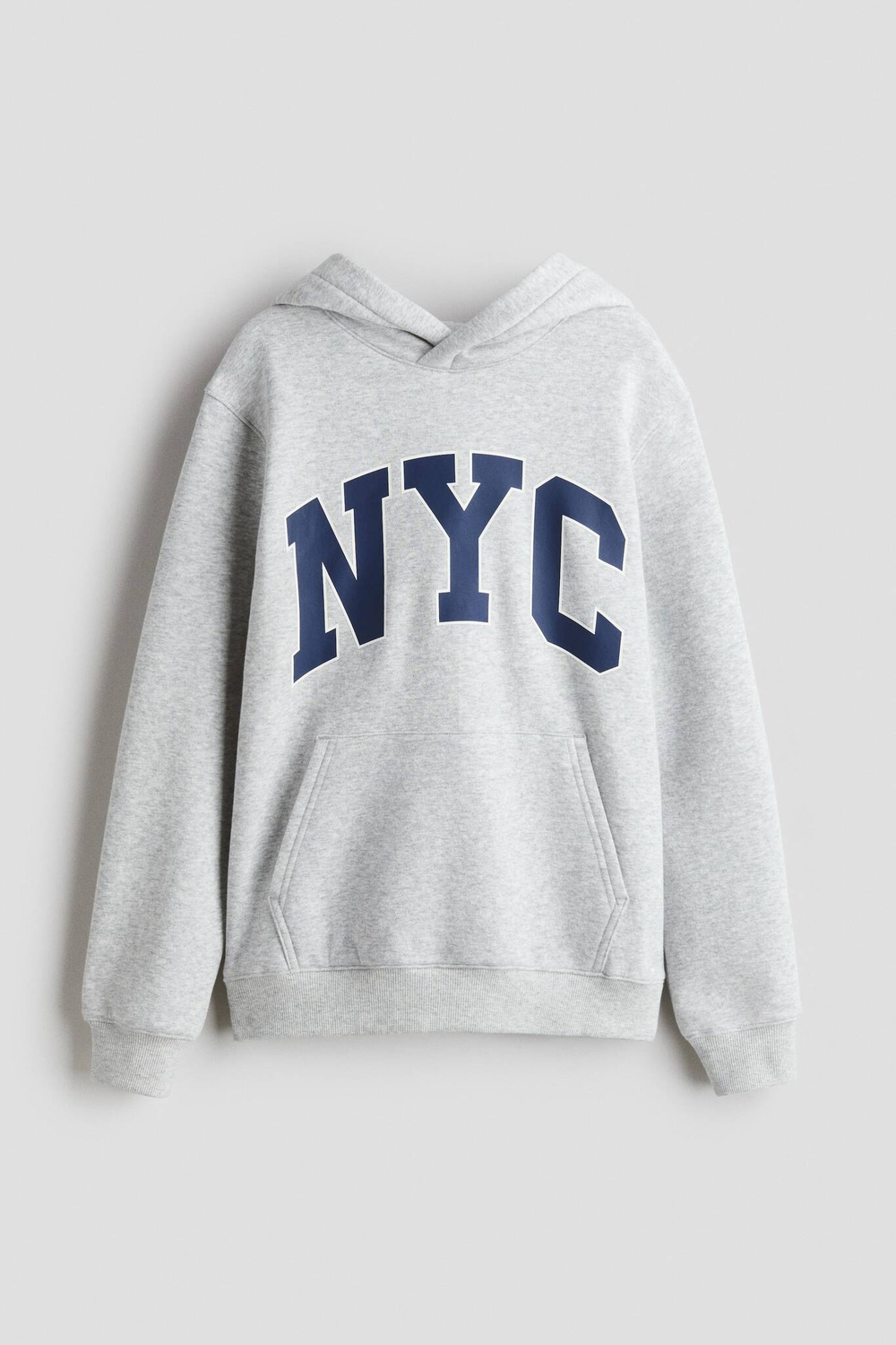 H&M Толстовка с капюшоном и принтом, светло-серый