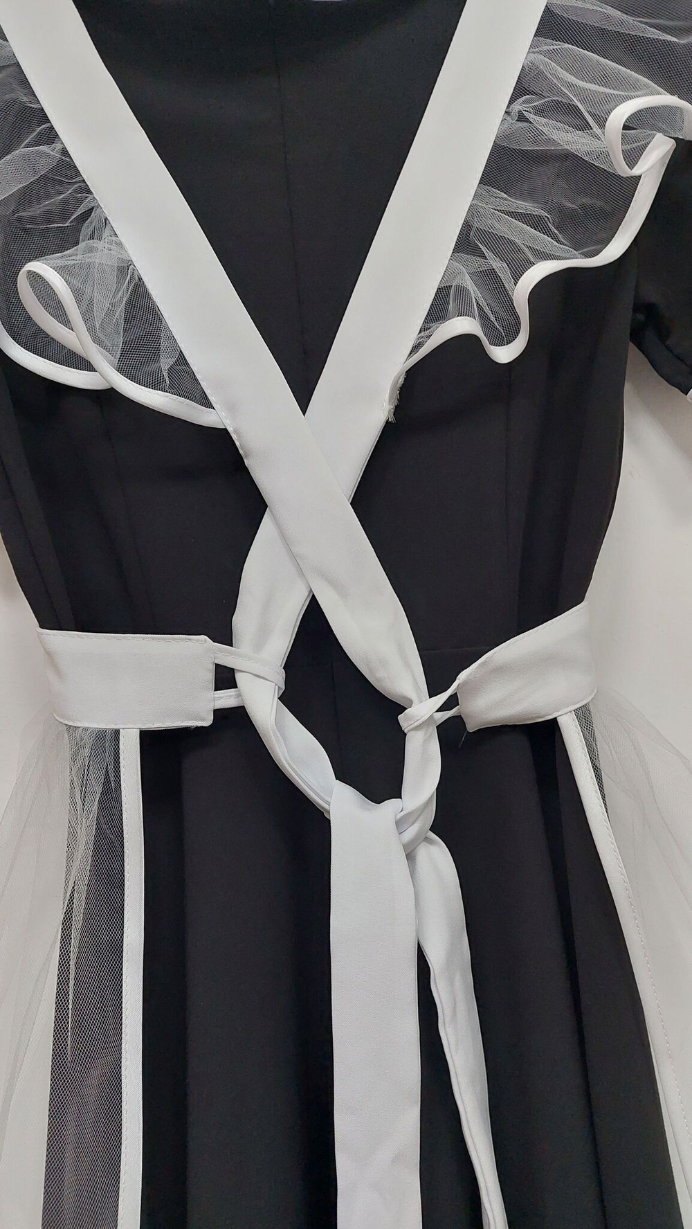 Фартук школьный белый фатин для старшеклассницы размер 152 158 XS 40