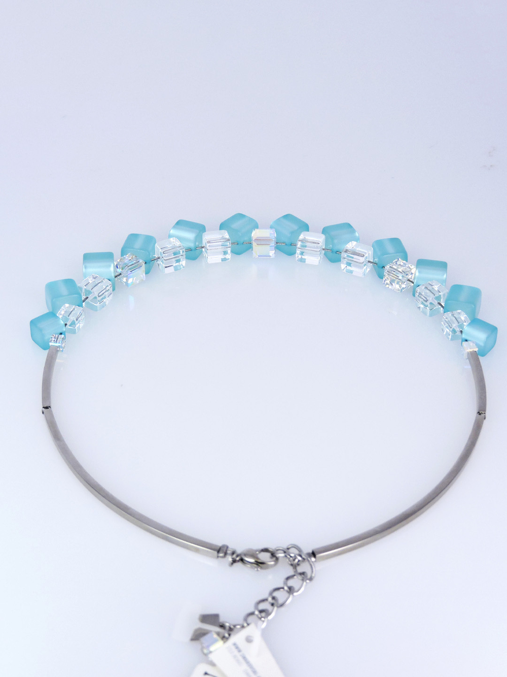 4738/10-2000 Coeur de Lion колье Aqua из голубого поляриса и кристаллов Сваровски.