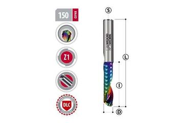 Фреза спиральная Upcut для акрила z=1 DLC покрытие 4х45х15 мм, s=4 мм WOODWORK 150.1545.04