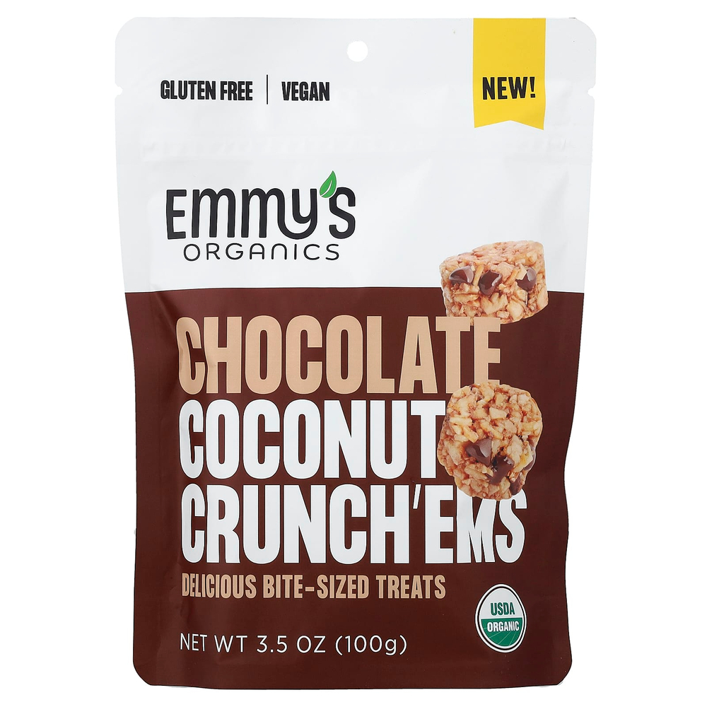 Emmy's Organic Cookies, Chocolate Coconut Crunch'ems, шоколадные батончики, 100 г (3,5 унции)