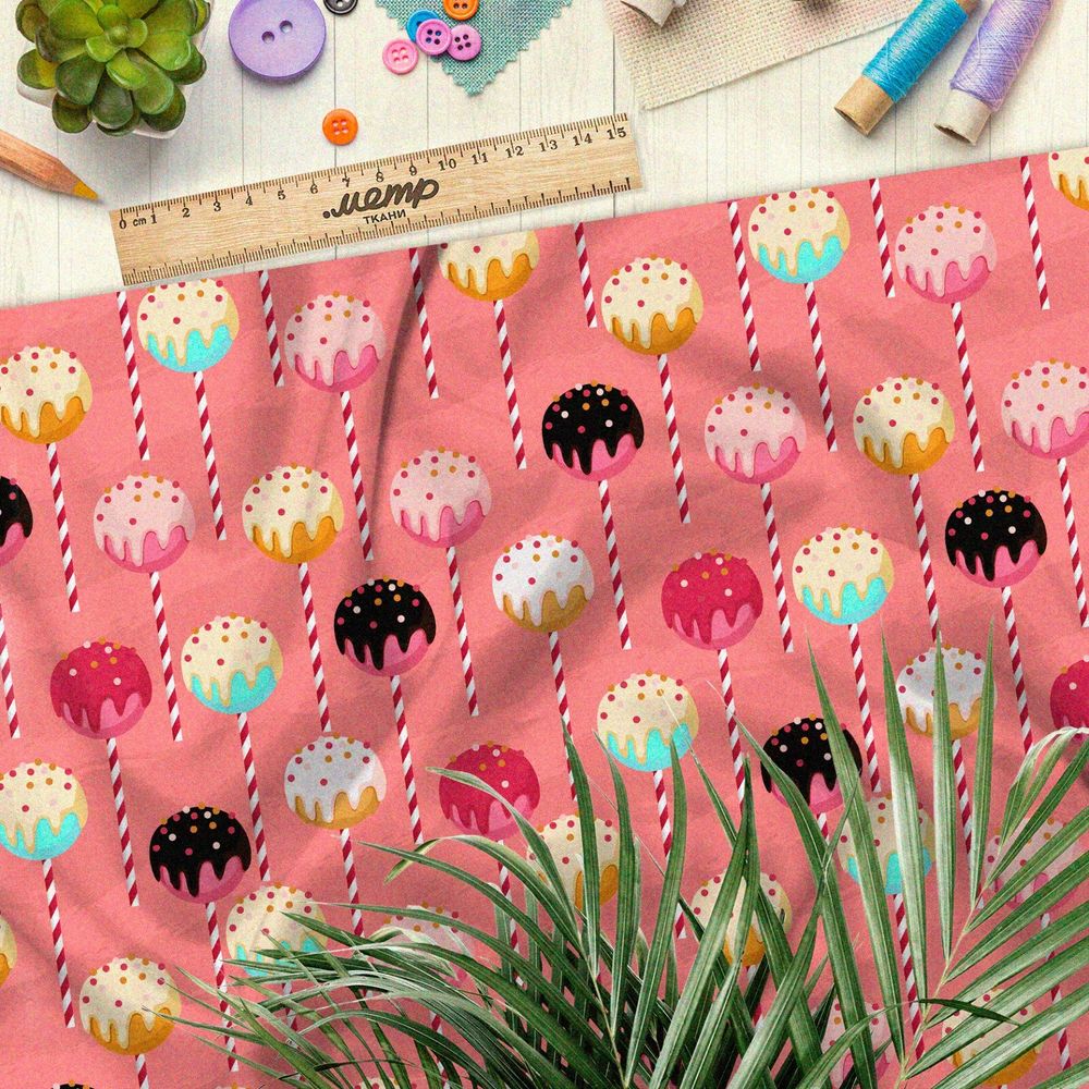 Ткань атлас аппетитные леденцы с посыпкой