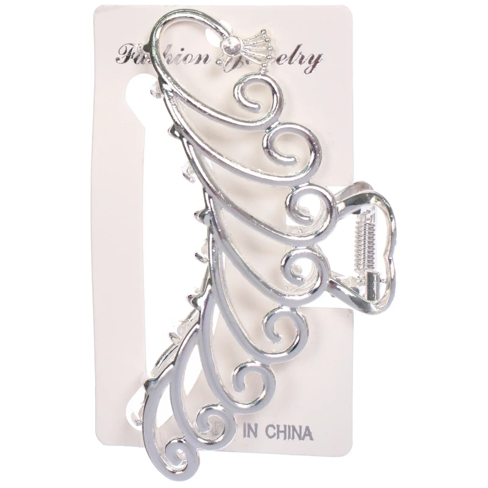 Заколка - краб для волос на блистере «PREMIUM», версаль, цвет серебро и золото, 10см