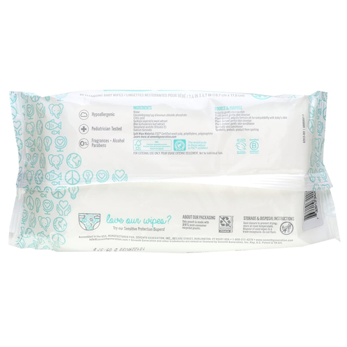 Seventh Generation, Sensitive Protection, очищающие детские салфетки, 64 шт.