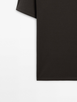 Massimo Dutti Хлопковая футболка с короткими рукавами, темно-серый