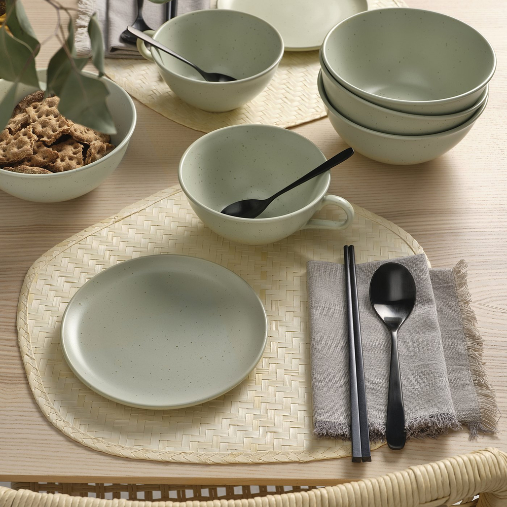 IKEA MOSSMAL (МОССМАЛ) - тарелка, узор в точки/светло-зеленый, 18 см (305.827.61)