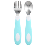 Dr. Brown's, Набор ложек и вилок с мягкой ручкой, для детей старше 12 месяцев, бирюзовый, набор из 2 предметов