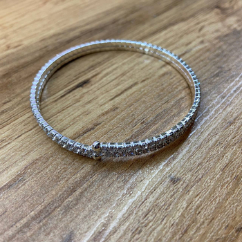 Браслет-пружинка 3 витка Лёд 1 ряд цвет хамелеон металл серебристый 1 мм