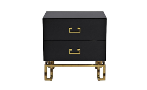KFG059 Тумба c  2-мя ящиками черная/золото 55*40*58см