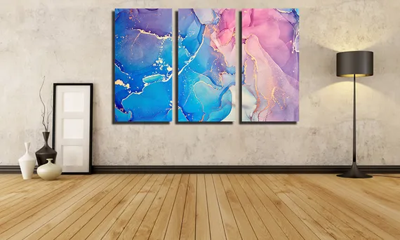 Модульная картина "Абстрактный разноцветный фактурный мрамор"