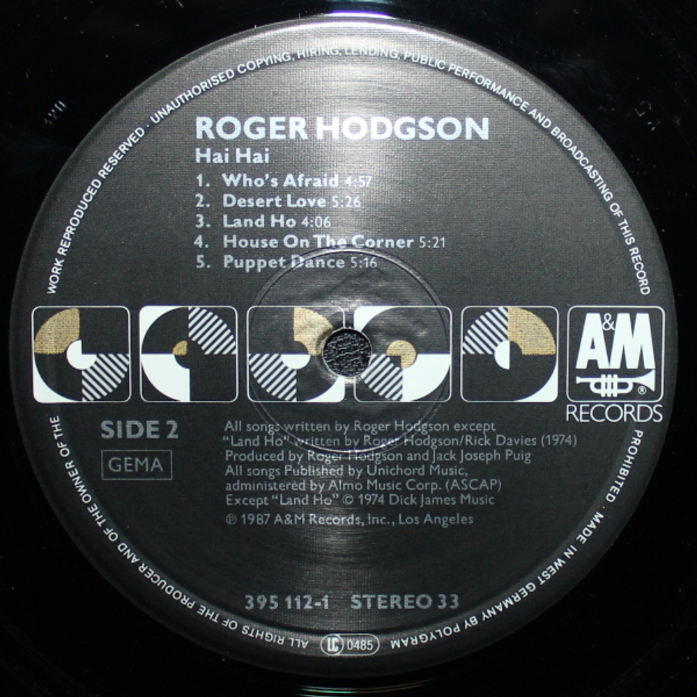 Roger Hodgson / Hai Hai (LP)