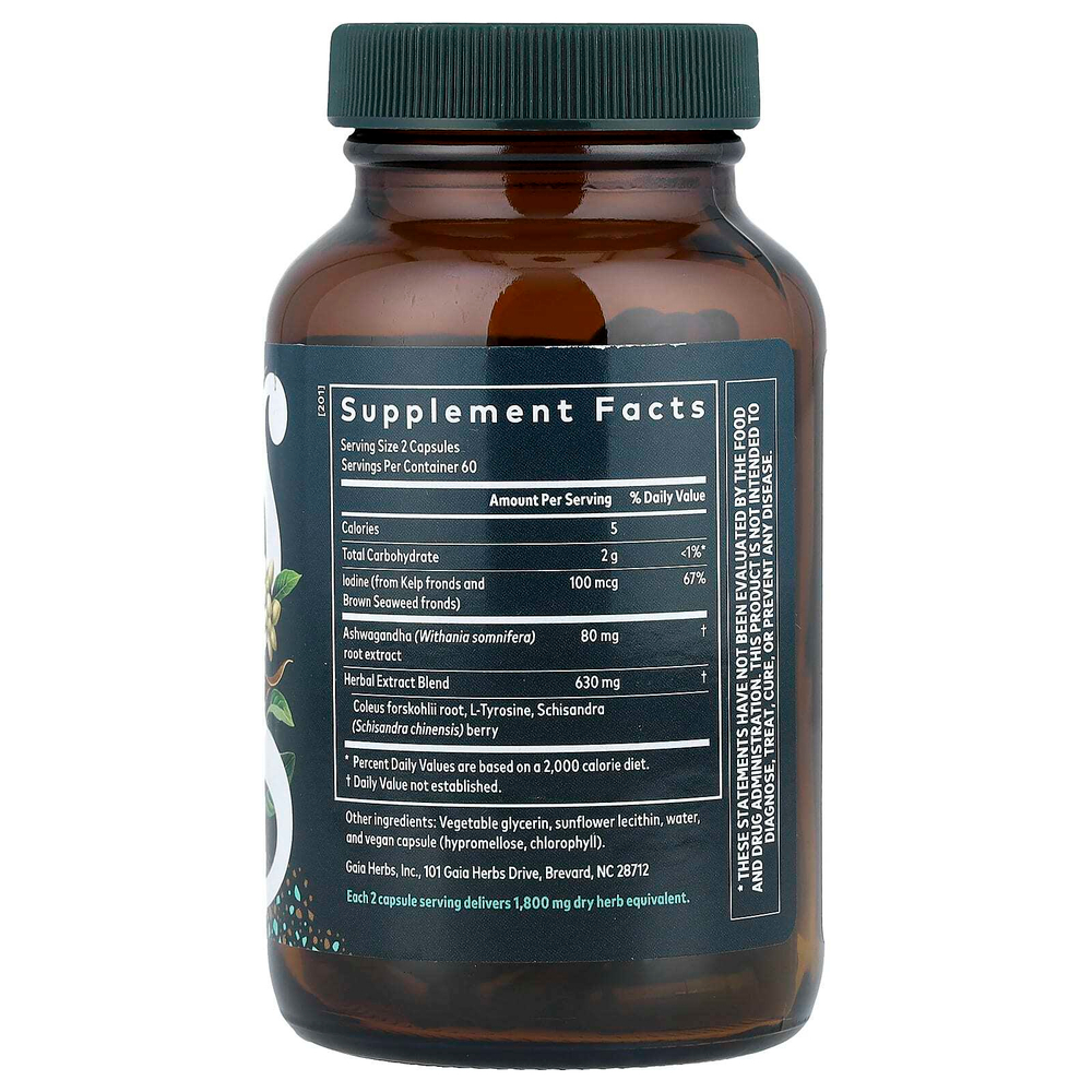 Gaia Herbs, добавка для поддержки щитовидной железы, 120 капсул Liquid Phyto-Caps®