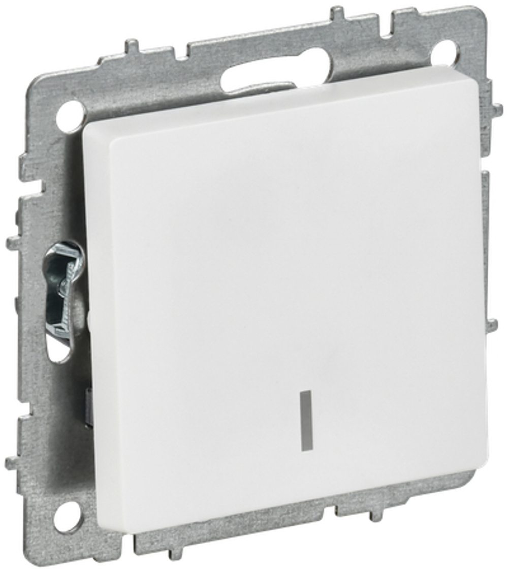 BRITE Выключатель 1-клавишный проходной с индикацией 10А ВС10-1-7-БрАБ арктический белый IEK