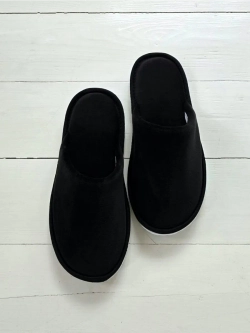 Домашние тапочки из велюра, черные, универсальные