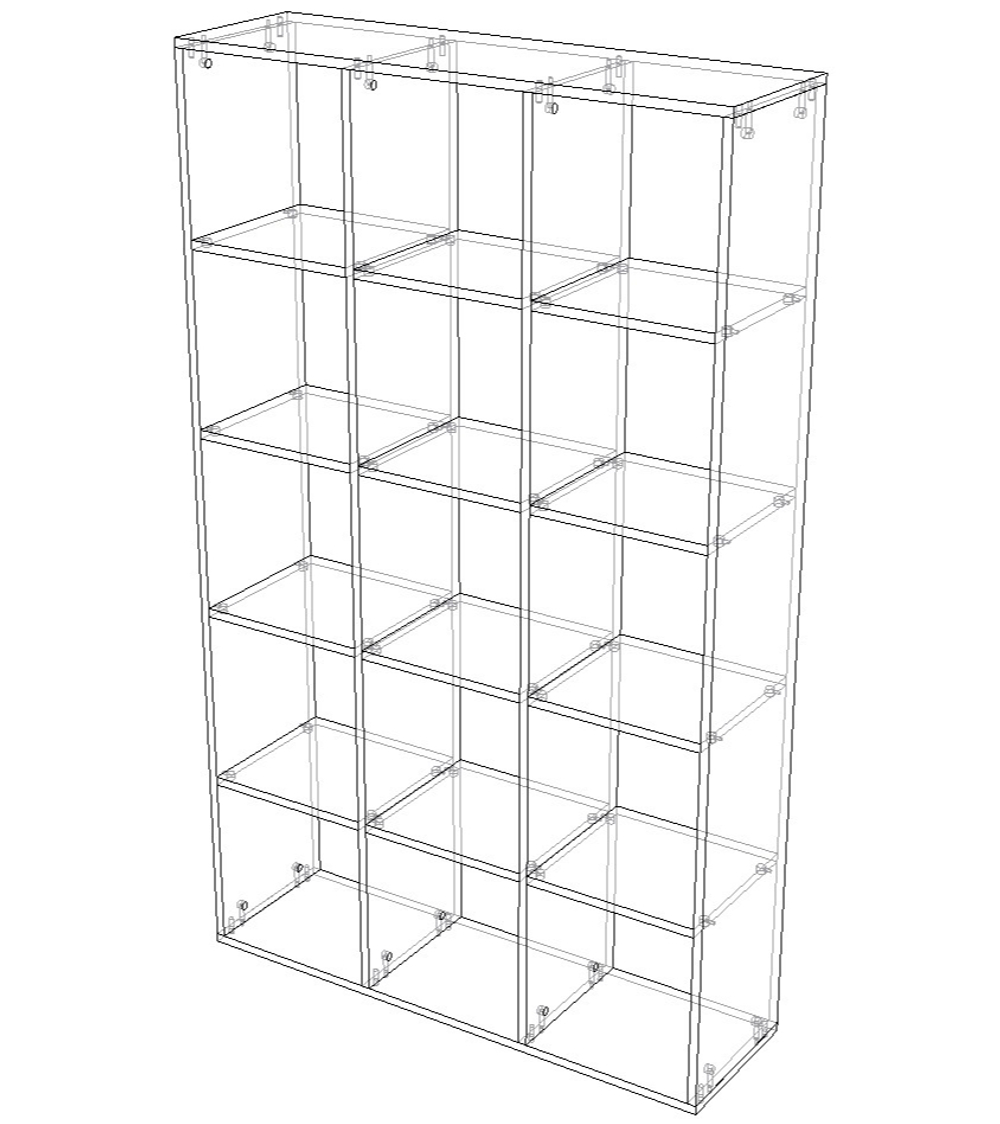 Стеллаж 15 секций 300×1018×1686