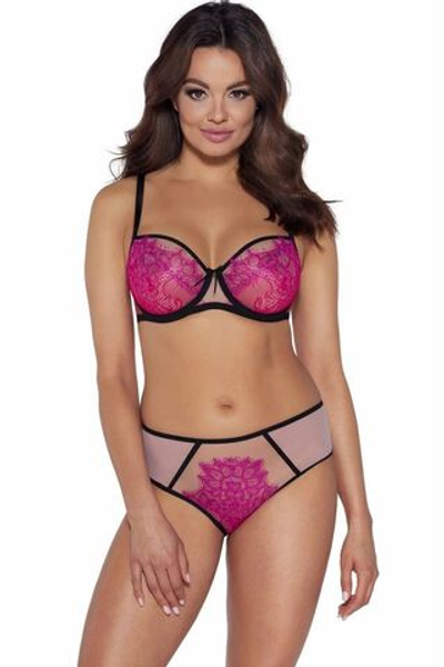 Соблазнительный бюстгальтер plus size с кружевом с ресничками (Размер: 90I) (Цвет: розовый)