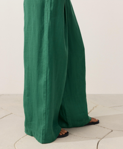 OYSHO Брюки с широкими штанинами из 100% льна, изумрудно-зеленый