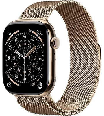 Apple Watch Series 11 46mm Gold Titanium Case with Milanese Loop Gold