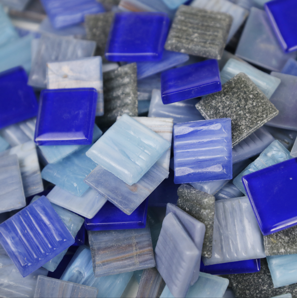 Стеклянная плитка голубых и синих цветов и оттенков, Blend 62-20, 500 гр