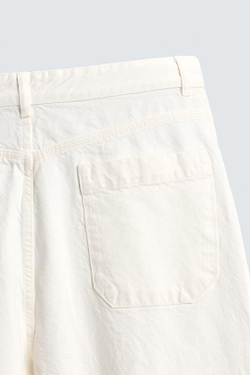 ZARA БРЮКИ RELAXED FIT КАРГО, ЖЕЛТОВАТО-БЕЛЫЙ