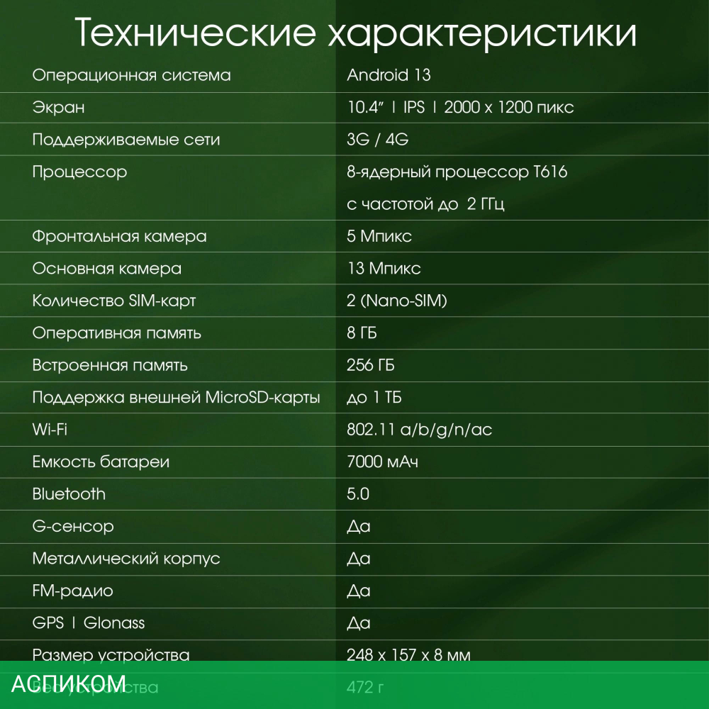 Планшет Digma Pro HIT 16 T616 2.0 8Gb/256Gb серый (HS1002PL)