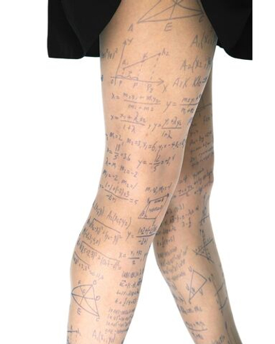 Колготки с принтом в виде формул, вычислений и схем (Размер: S-M-L) (Цвет: бежевый)