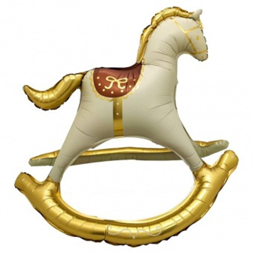 Шар-фигура, фольга, ПОД ВОЗДУХ "Лошадка качалка. 3D" (Веселая Затея), 42"/107 см, инд. уп.