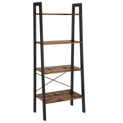 Полка универс, ДСП+сталь, 4 секц, 56х34х137.5 см, корич-черн, Vasagle, Лофт, LLS44X
