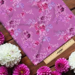 Ткань ниагара розы с веточками листьев