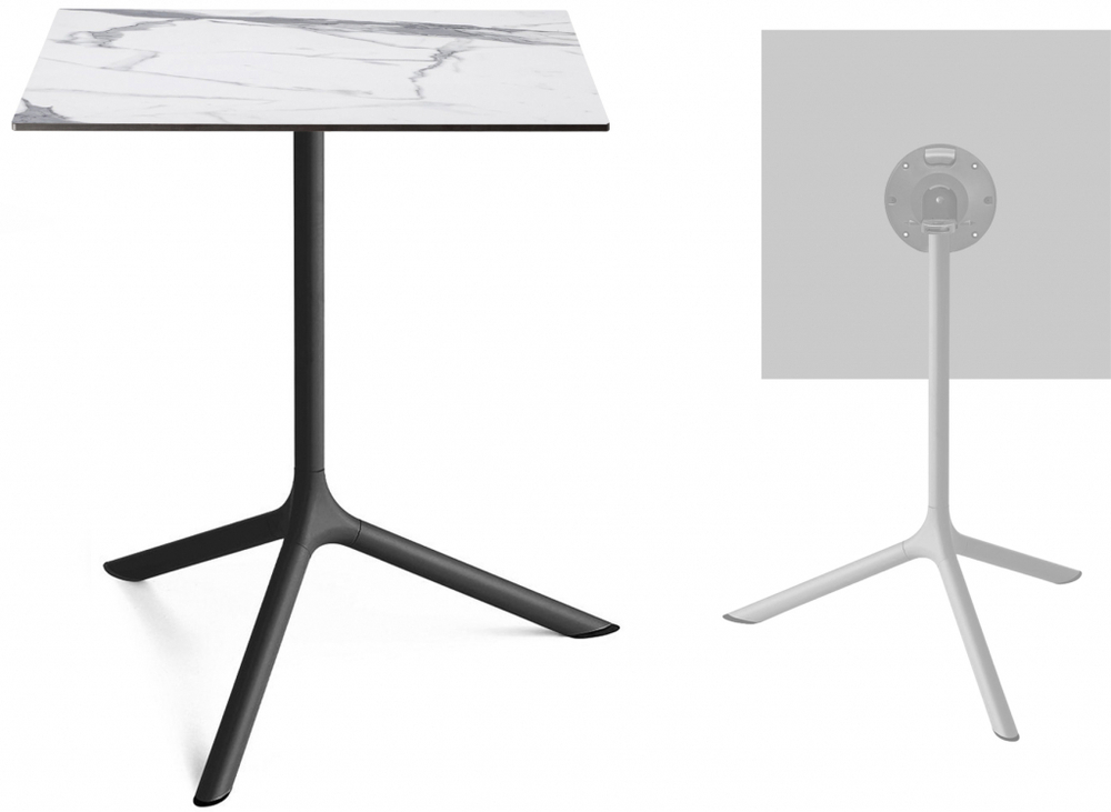 Стол ламинированный обеденный складной Scab Design Tripe Maxi Folding, черный, белый мрамор Каррара