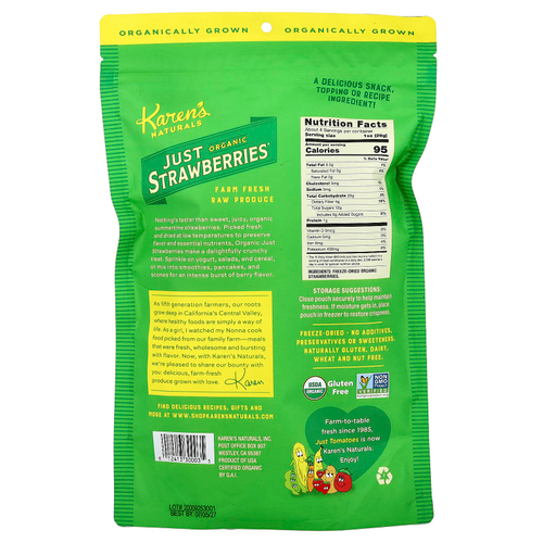 Karen's Naturals, Organic Just Strawberries®, 112 г (4 унции)