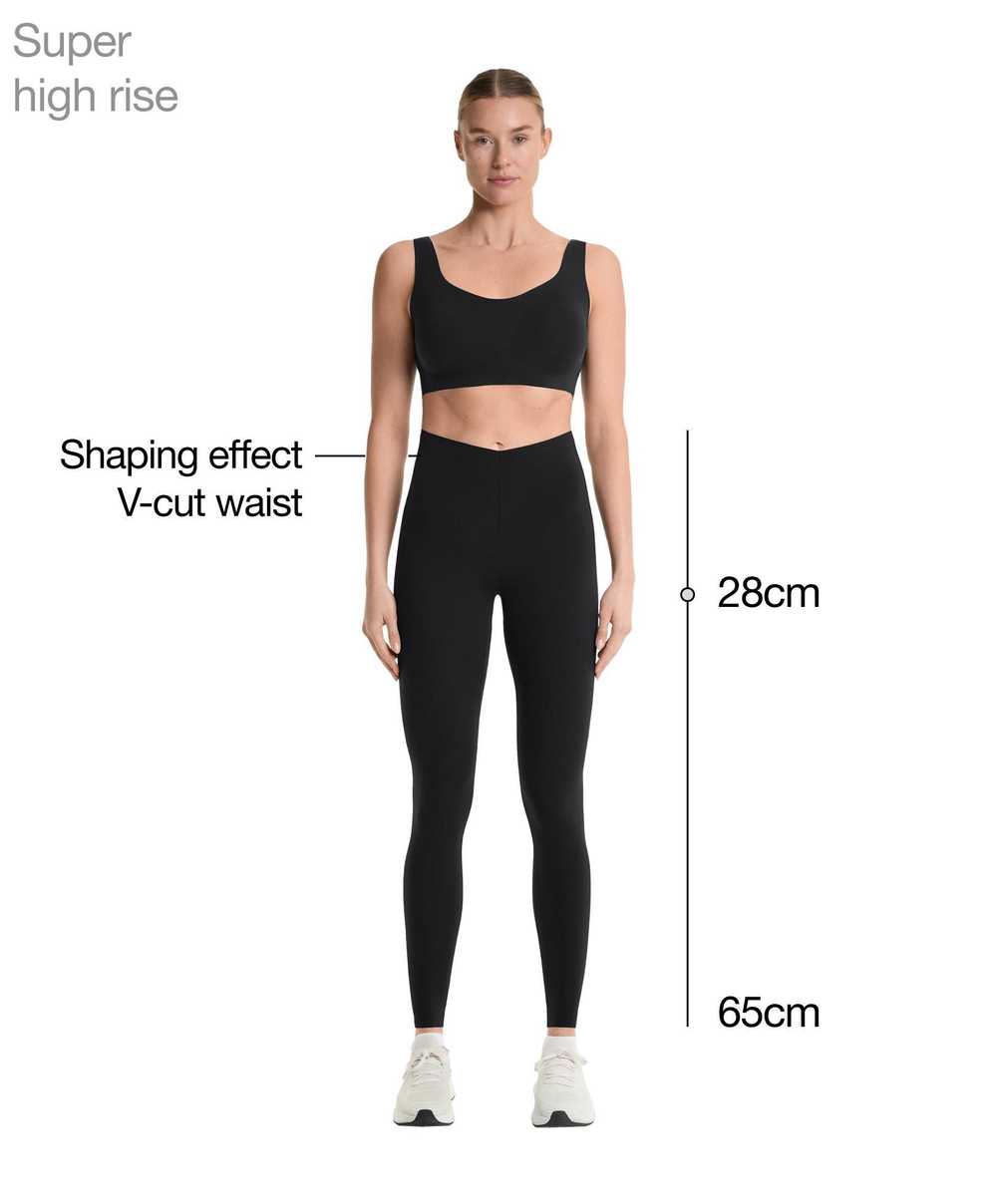 OYSHO Леггинсы длиной до щиколотки 65 см с V-образным вырезом и высокой посадкой, черный