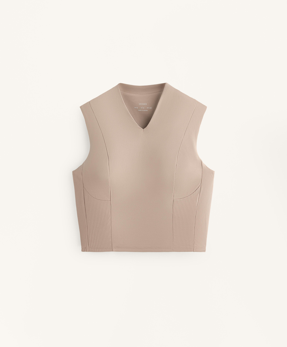 Oysho Топ Comfortlux в рубчик, норка