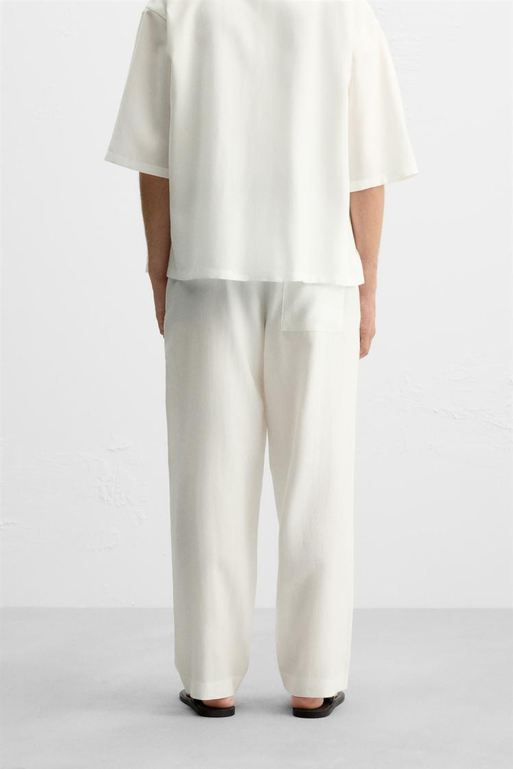 ZARA БРЮКИ ИЗ СМЕСОВОГО ЛИОЦЕЛЛА, БЕЛЫЙ