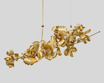 CUSTOM GINKGO BLOSSOM 15-LIGHT & 21-LIGHT CHANDELIERS by ROSIE LI