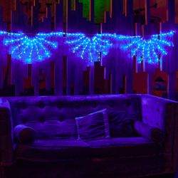 ULD-E3104-288-DTK BLUE IP20 RAINBOW-1 Занавес светодиодный фигурный Радуга-1. 3.1х0.4м. 4 подвеса. 288 светодиодов. Синий свет. Провод прозрачный. TM Uniel.