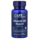 Life Extension, витамин B3 (ниацин), 500 мг, 100 капсул