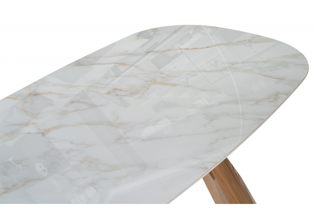 Керамический стол Woodville Танго 200х90 белый мрамор carla larkin, розовое золото