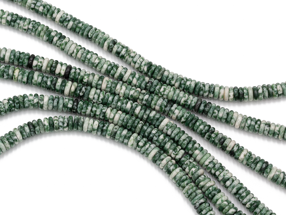 Нить бусин из мохового агата 6мм, рондель