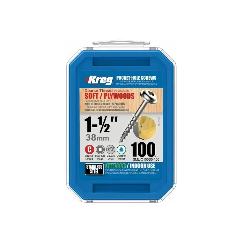 Шурупы с крупным шагом 1-1/2"-100 шт Kreg SML-C150S5-100-INT