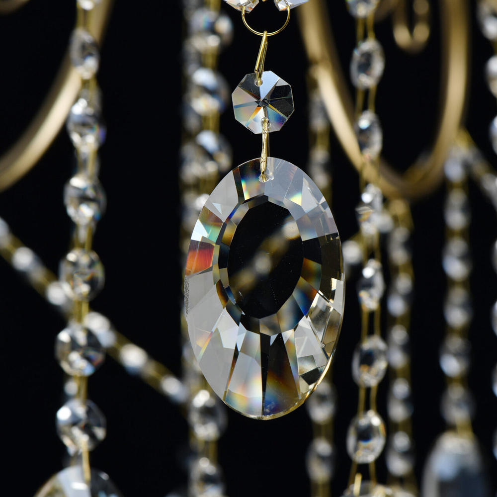 Люстра подвесная MW Light Селена для гостиной и кабинета, 8 ламп, 320Вт, 16 м2, хрусталь, бронзовая