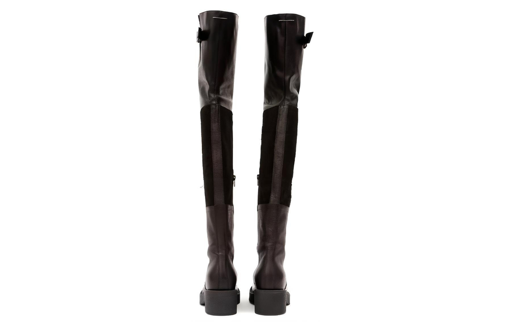 MM6 Maison Margiela Panelled Buckled Leather Boots