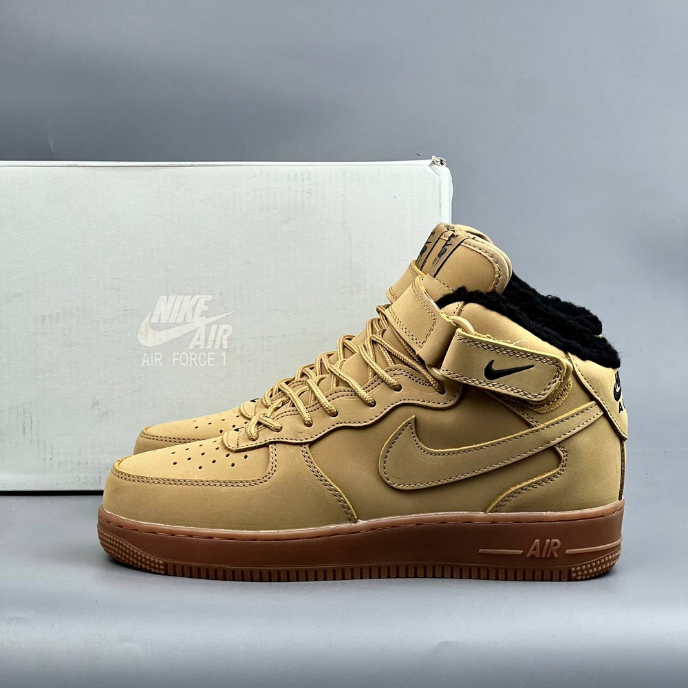 Кроссовки Nike AirForce на меху #436 (беж.)