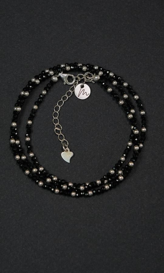 Цепочка "Memo about Health" из шпинели с серебряными бусинами 47-54 см